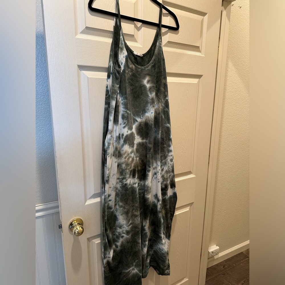 Long Spaghetti strap tie dye dress